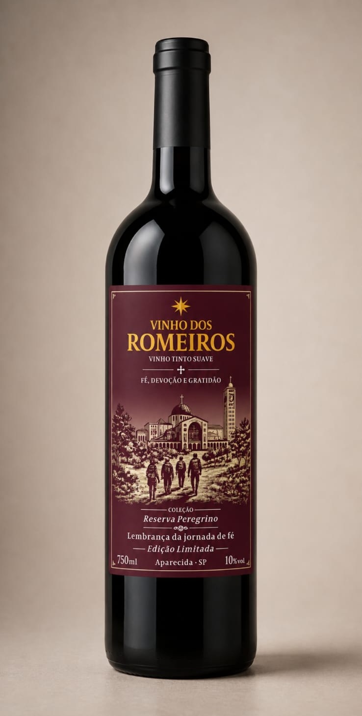 Garrafa inteira do Vinho dos Romeiros — Tinto Suave — 750ml